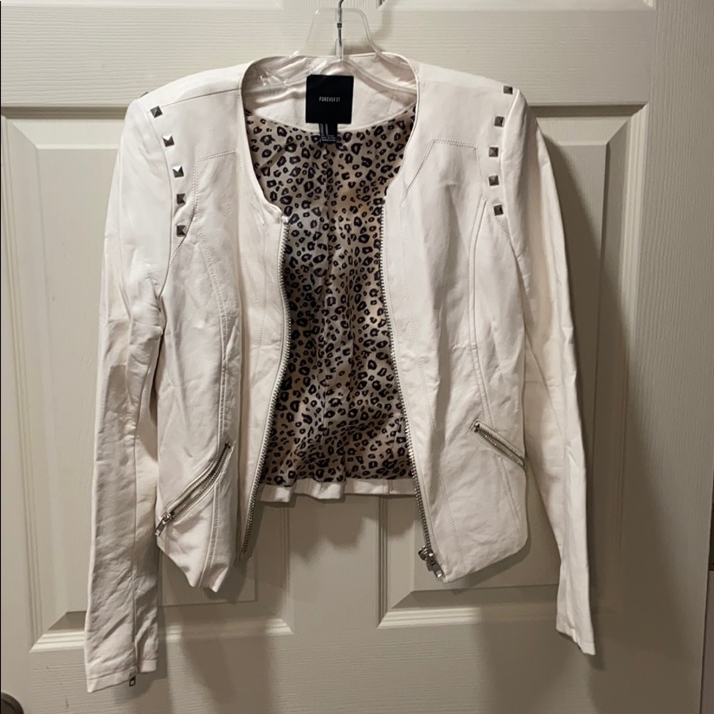 Forever 21 Faux Leather Jacket (White)